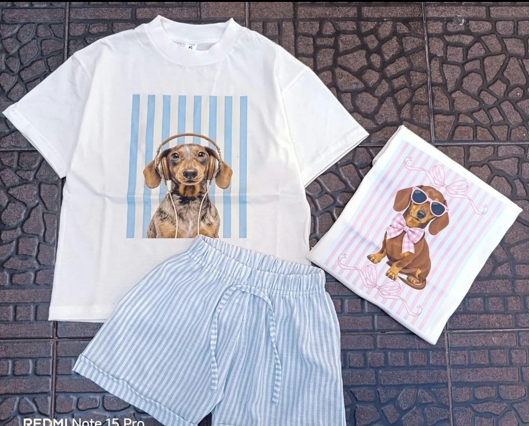 Conjunto Tendencia Lino 
remera Estampada Shorts Rayado - Imagen 5