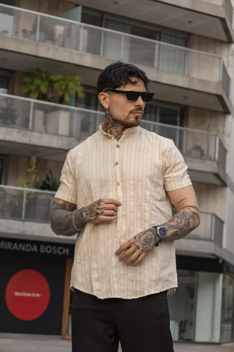 Camisas Croshet Cuello Mao