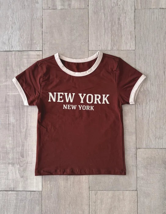 Remera Combinada Nueva York Algodon Lycra
