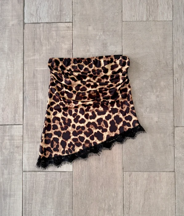 Strapless Animal Print con Puntilla Microfibra