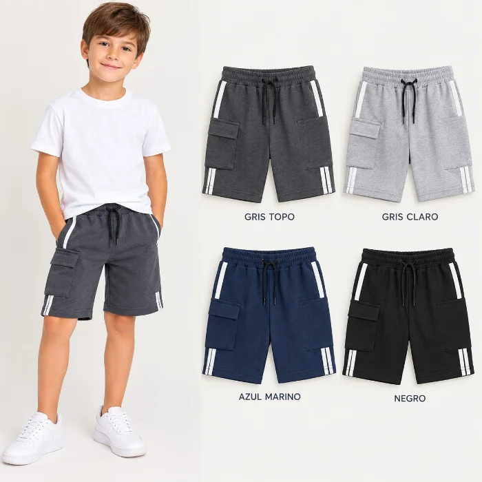 Short Niño Rústico Cargo C/ 2 Tiras