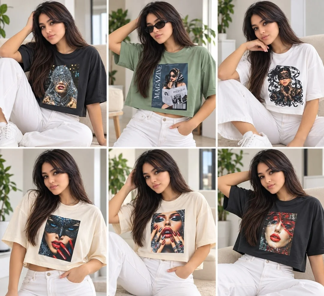 Pack de 3 Crop Top Oversize Estampado Modal Soft
talle Unico- Cede del Talle 2 al - Imagen 1
