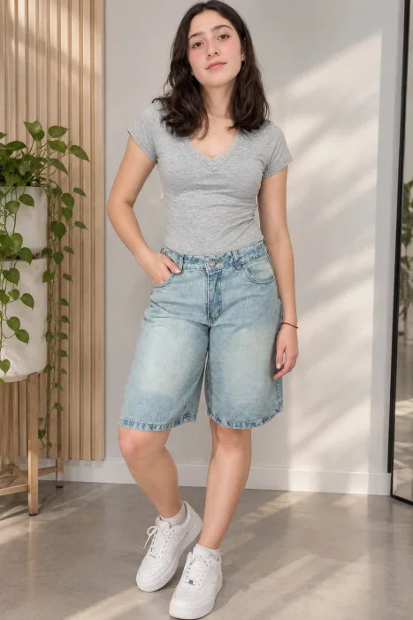 Bermuda Baggy Rígida Mujer Exo Localizada Tendencia