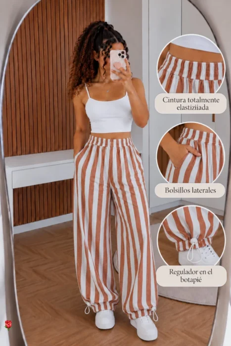 Pantalón Rayado con Regulador