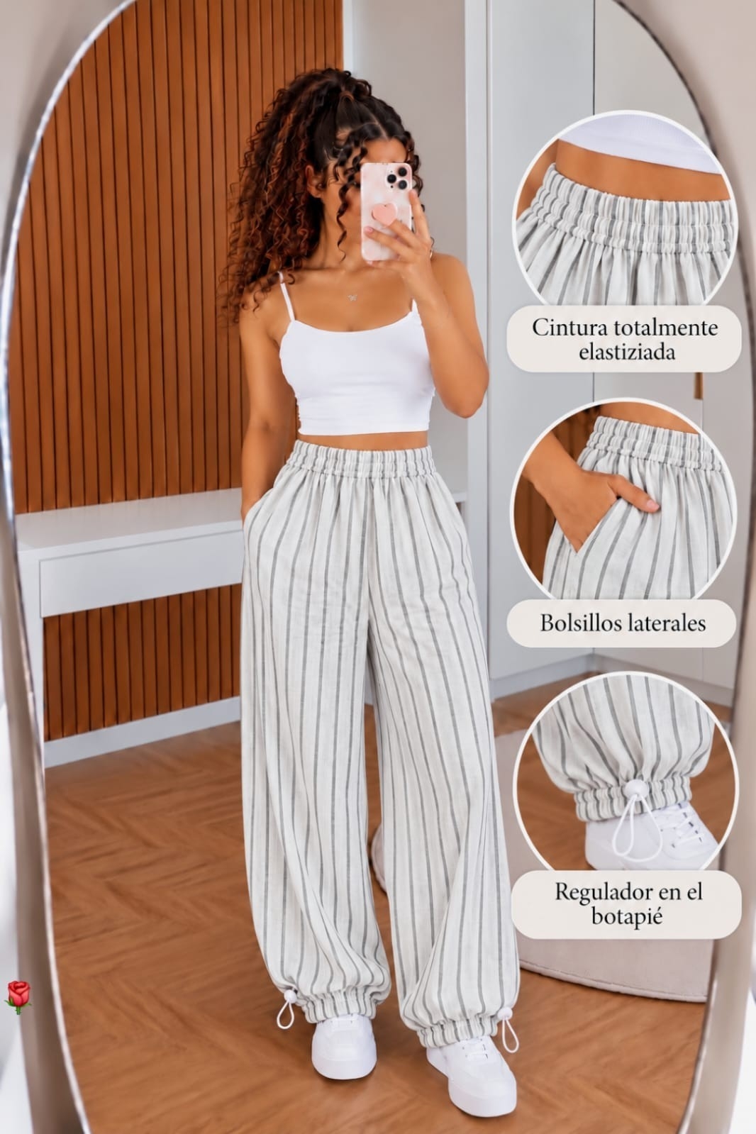 Pantalón Rayado con Regulador - Imagen 4