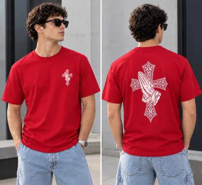Remera Doble Estámpa Cruz