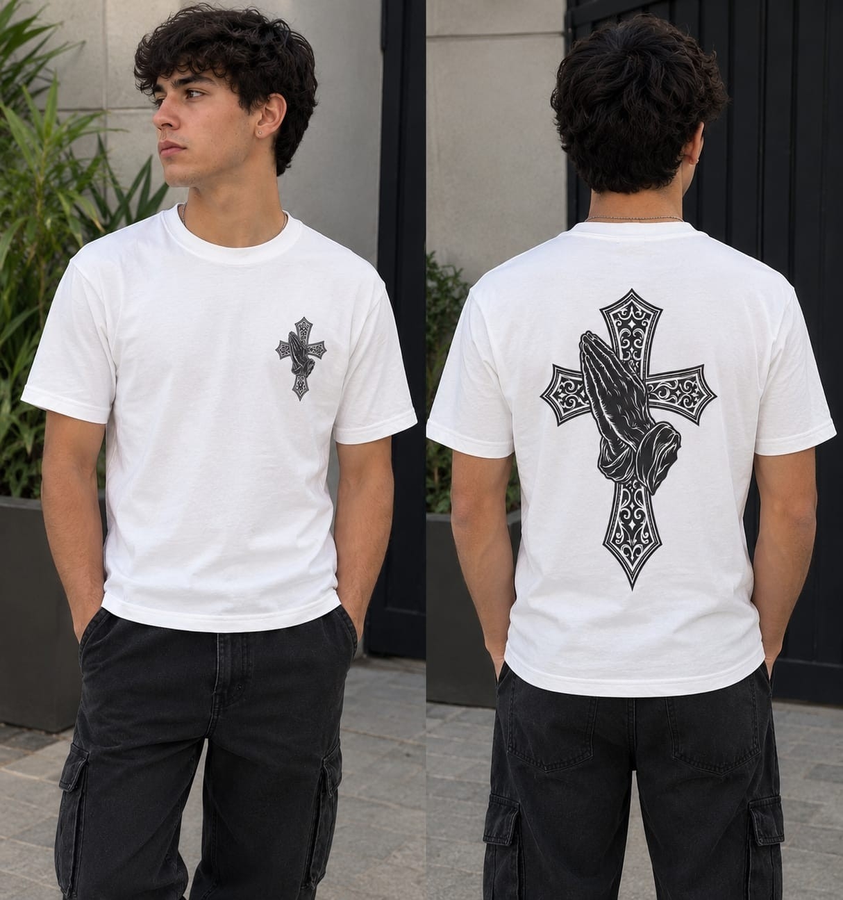 Remera Doble Estámpa Cruz - Imagen 2