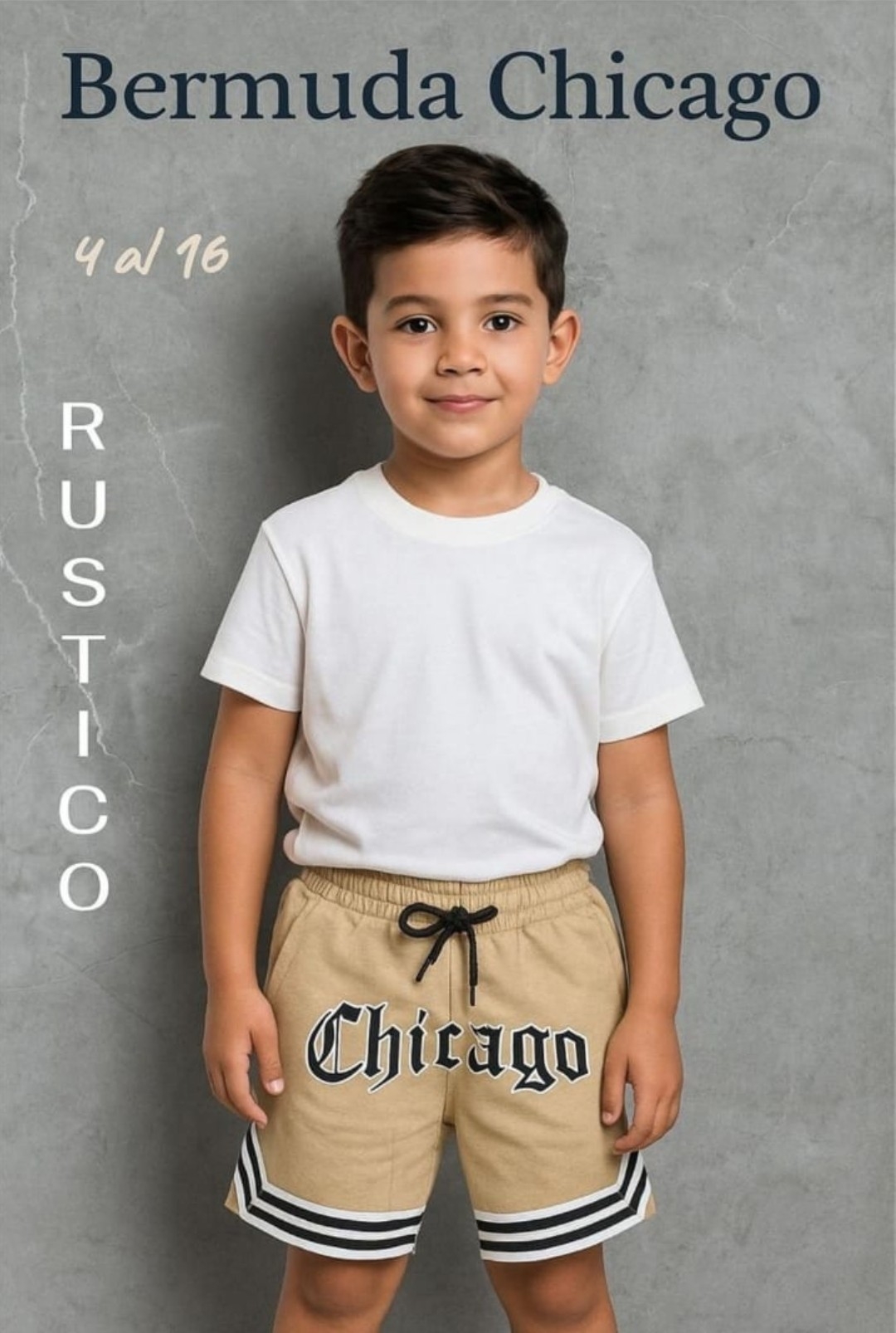 Bermudas de Niño Rústico Peinado - Imagen 3