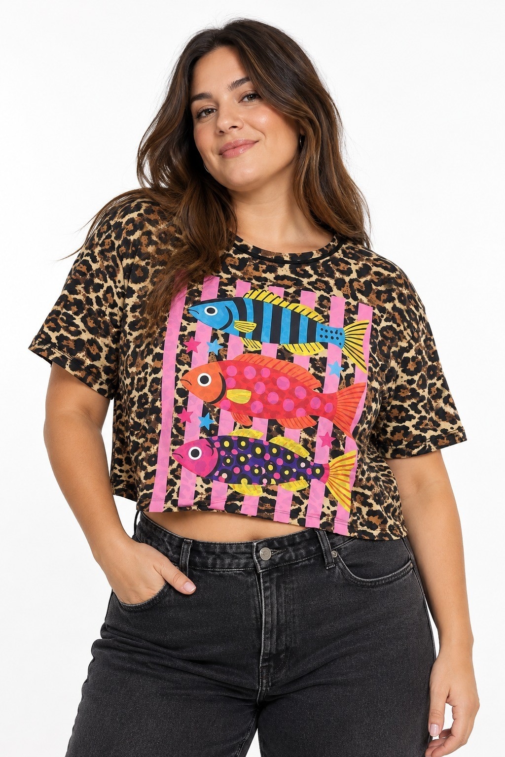 Remera Crop Animal Print Estampado - Imagen 2