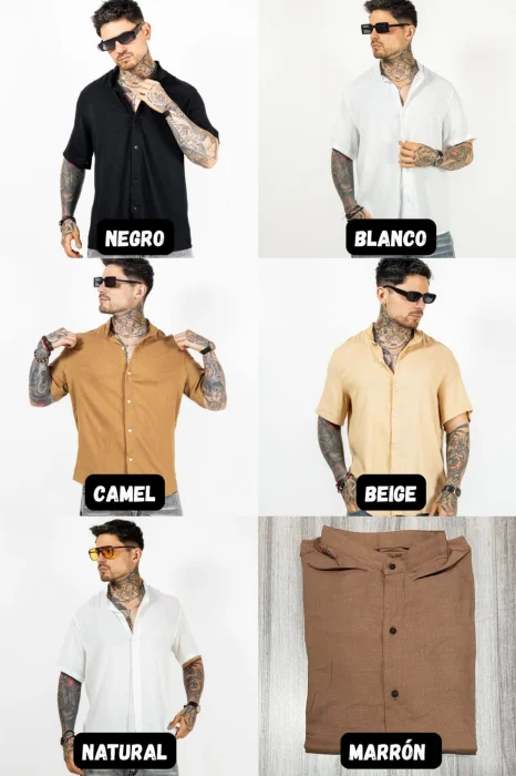 Camisa de Lino Cuello Mao (colores)