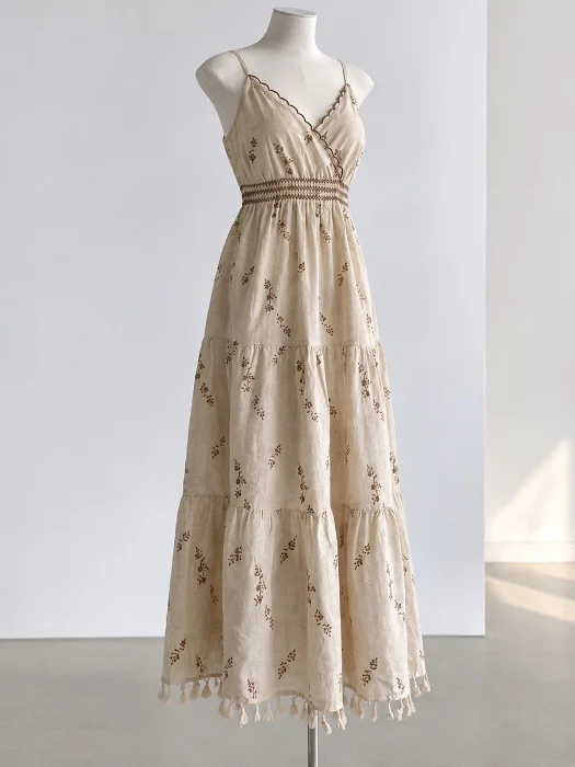 Vestido Largo Breteles Bordado Importado