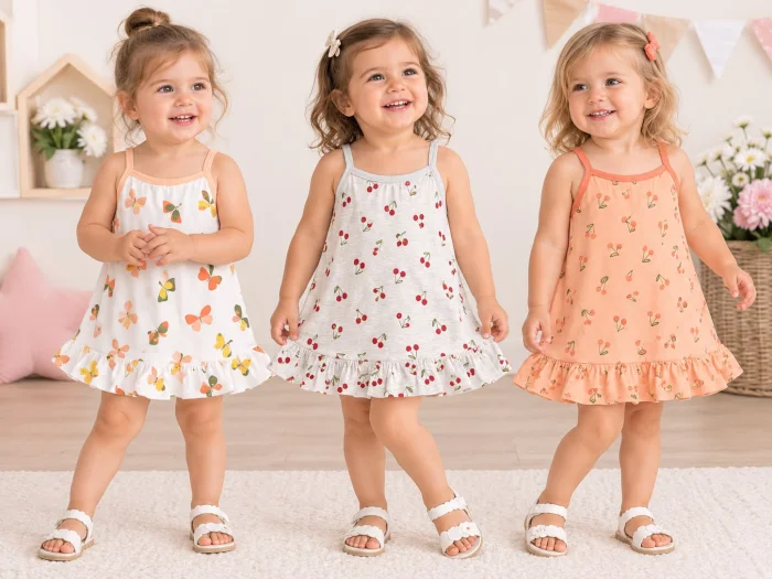 Vestido Algodon Estampado con Volados "big Bay" T.(6-9/9-12/18/24/36 Meses) Art.27677