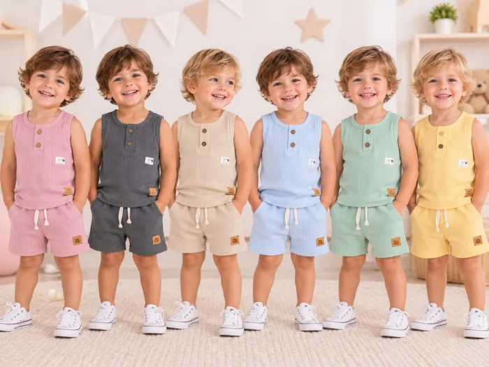 Conjunto Waffle (musculosa y Short) "big Bay" T.(6-9/9-12/18/24/36 Meses) Art.9099