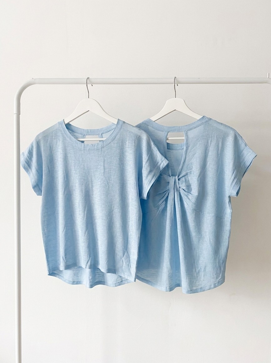 Remera Tejida Hilo Espalda Moño Importada - Imagen 2