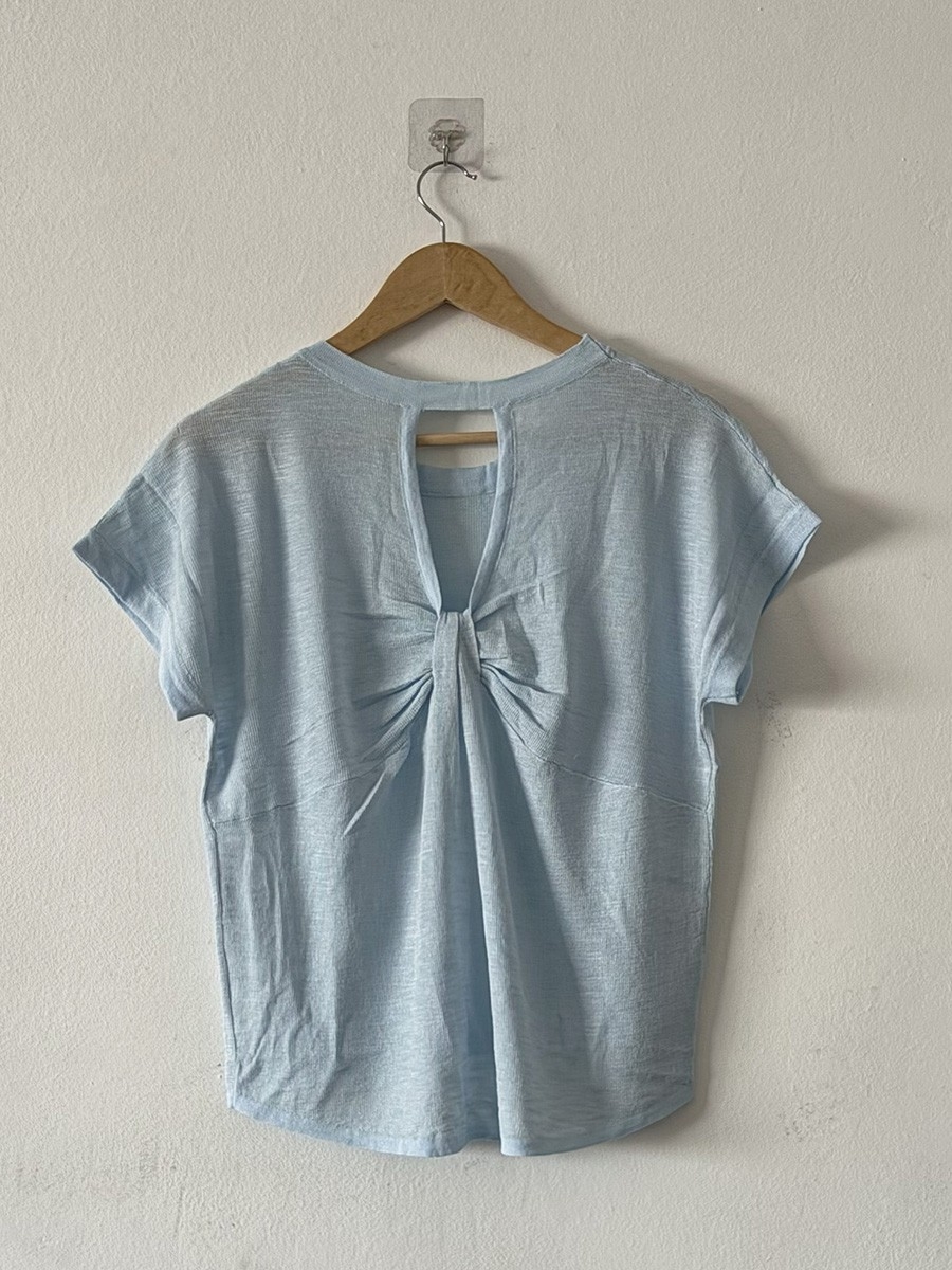 Remera Tejida Hilo Espalda Moño Importada - Imagen 3