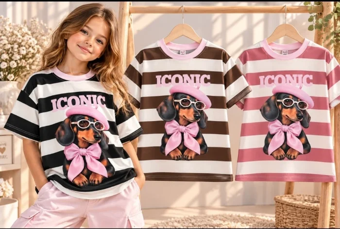 Remera Rayada de Perrito Nena