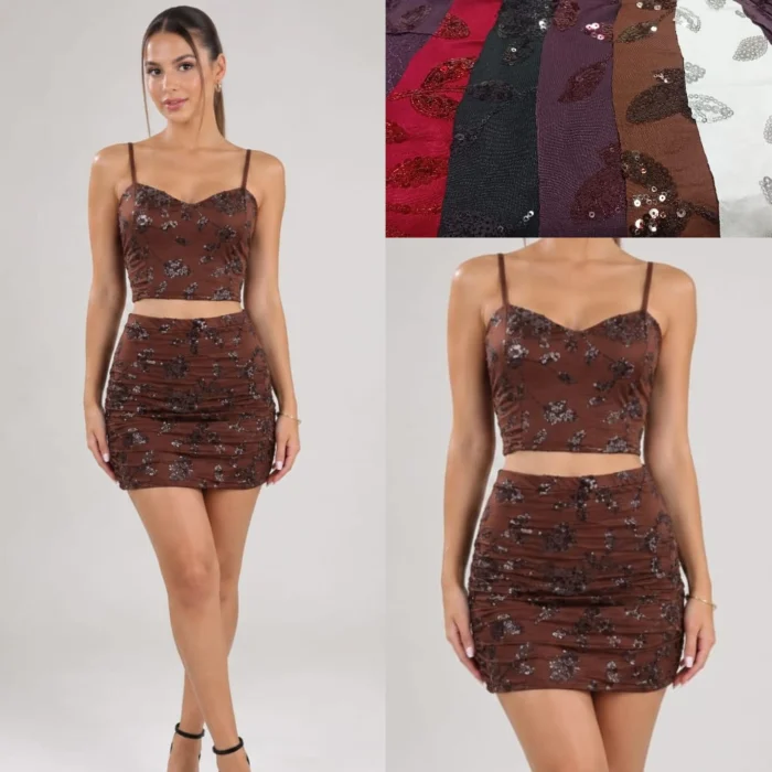 Conjunto Top y Mini con Bordado en Lentejuelas