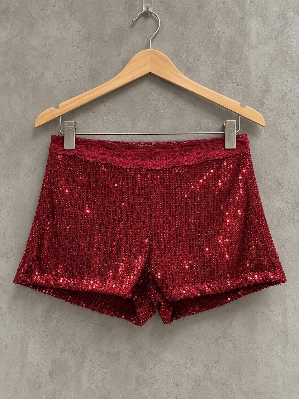 Culotte Lentejuelas Bordó con Encaje - Imagen 2