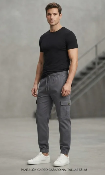 Pantalones de Cargo de Gabardina