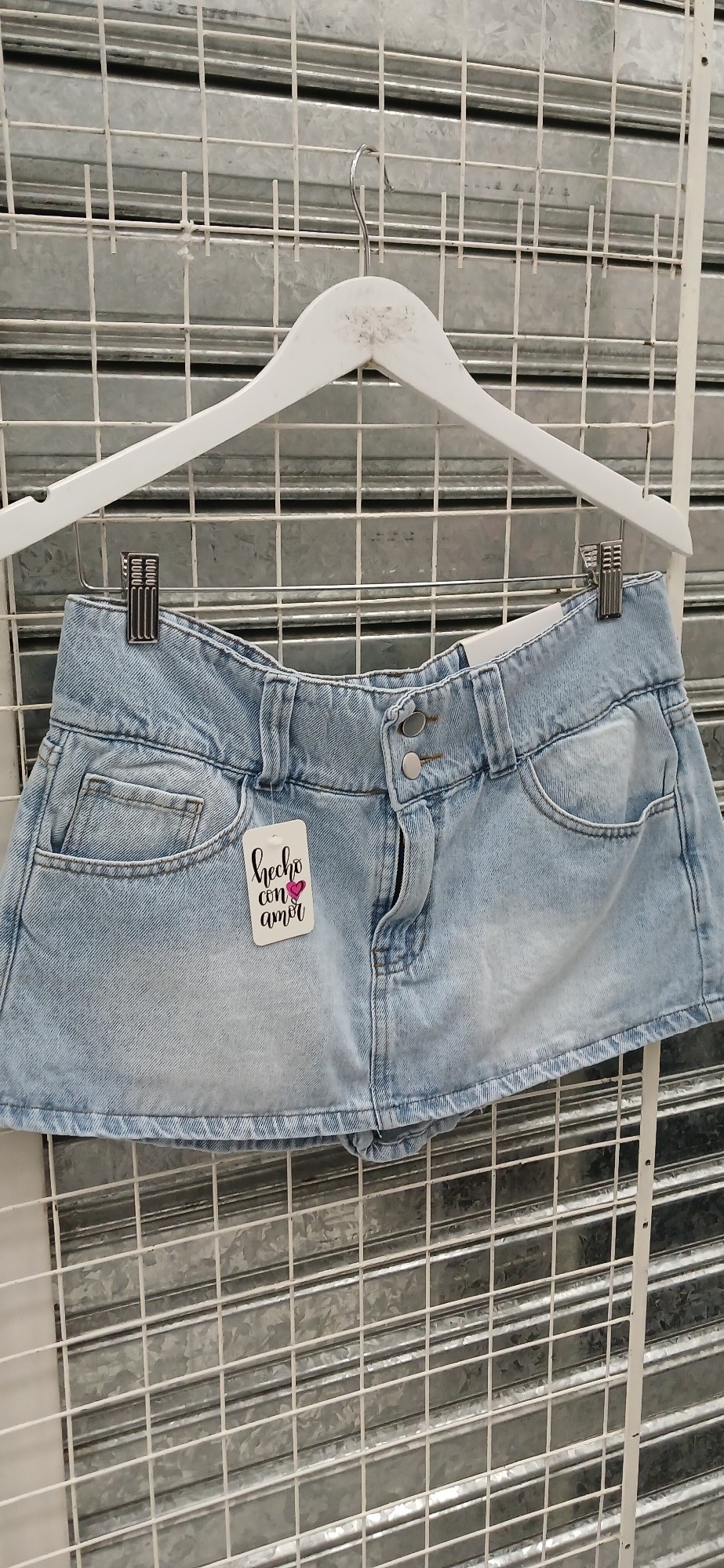 Short Pollera Tiro bajo Denim Rigido Premium - Imagen 3
