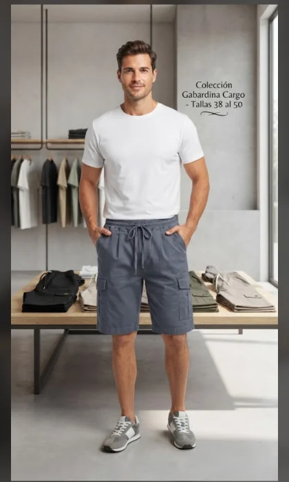 Bermudas Cargo de Gabardina
