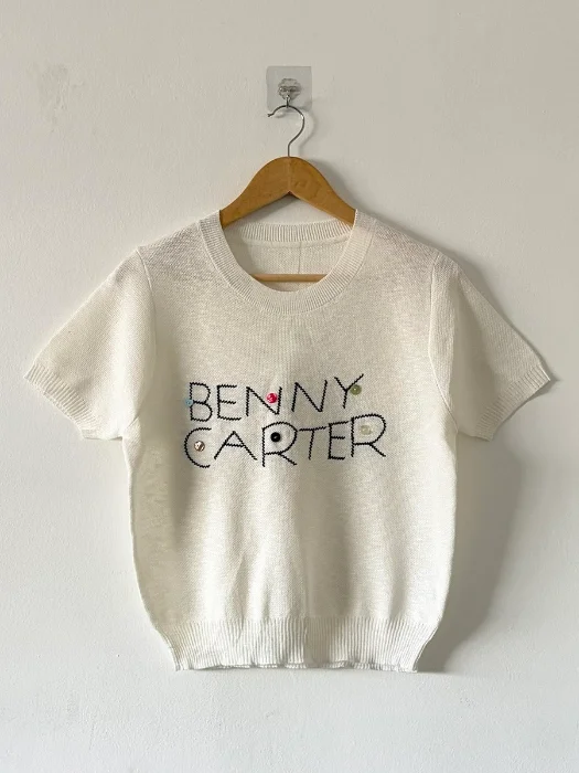 Remera Tejida Hilo Bordada Importada
