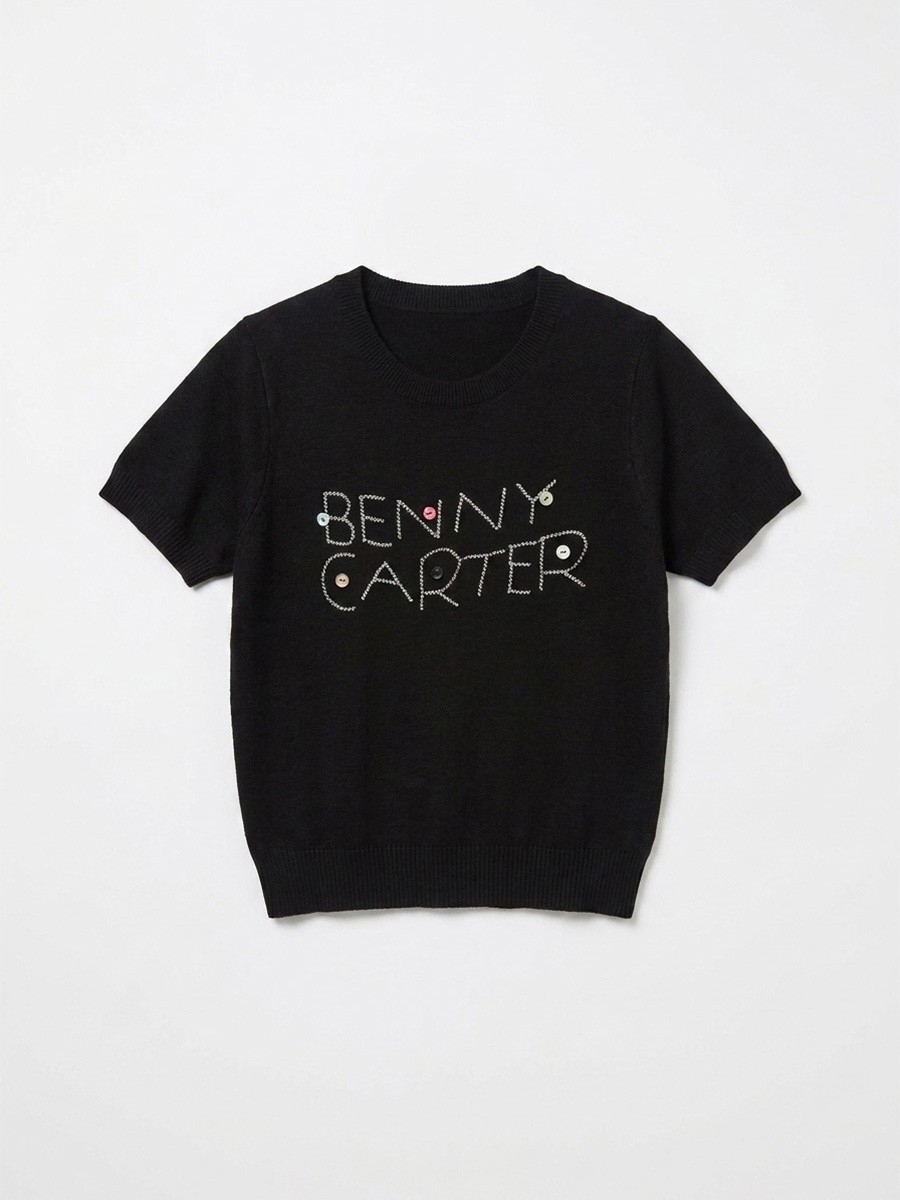 Remera Tejida Hilo Bordada Importada - Imagen 2