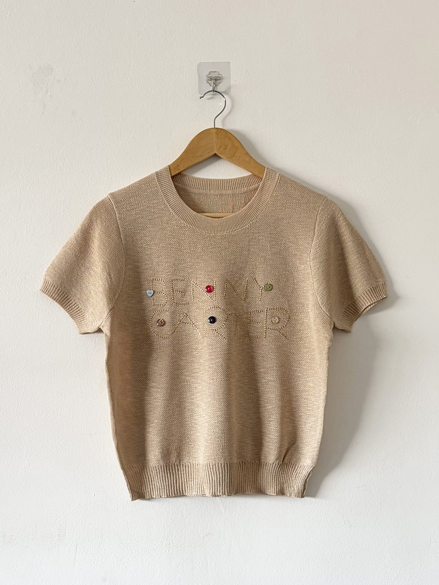 Remera Tejida Hilo Bordada Importada - Imagen 3
