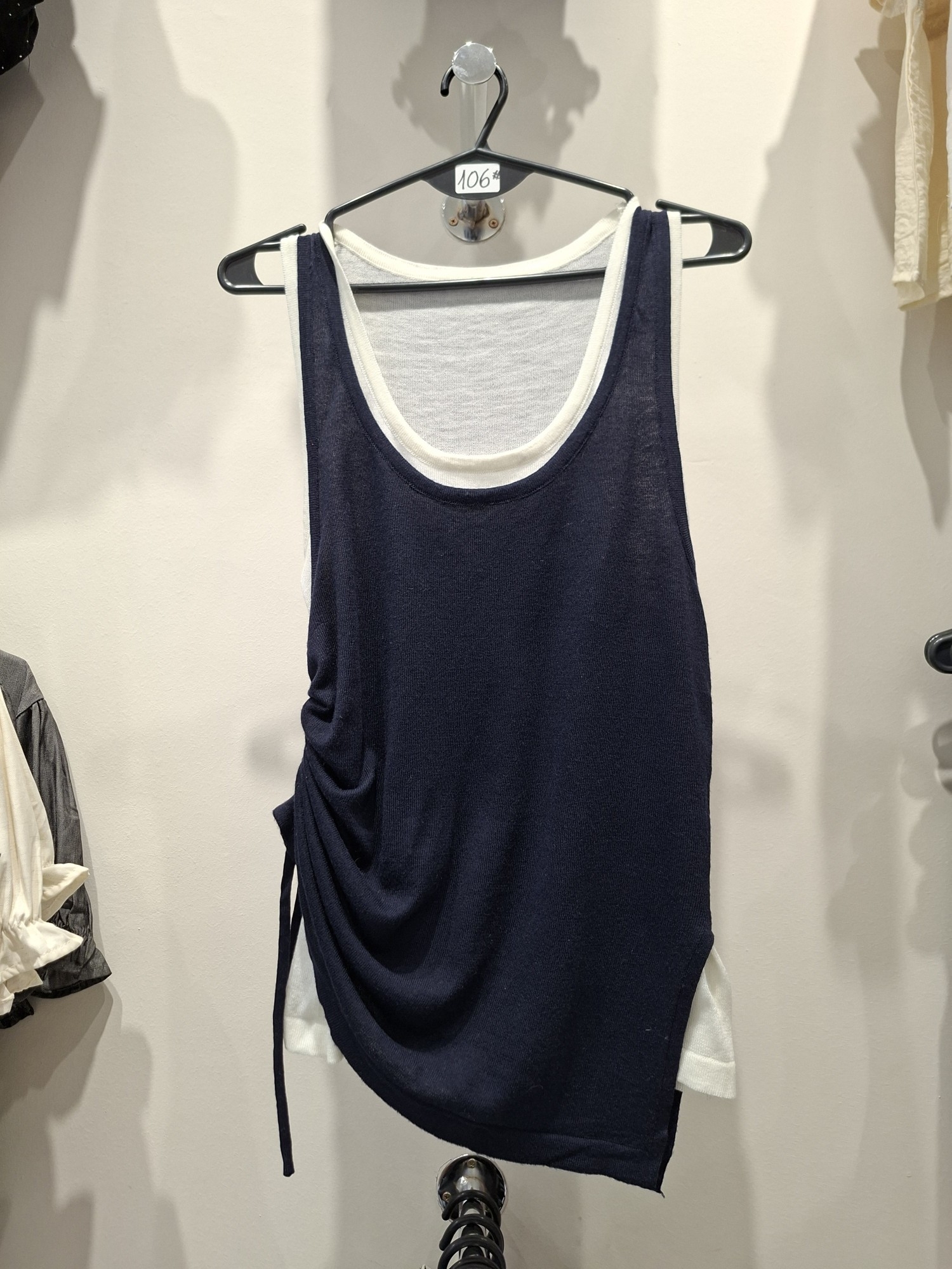 Musculosa Doble Tejida Hilo con Frunce Lateral Importada - Imagen 2