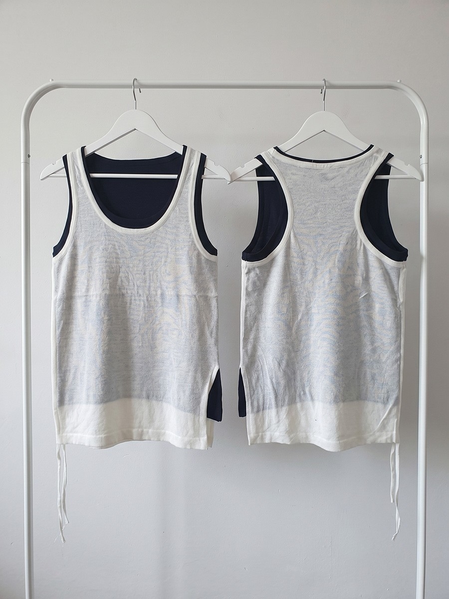 Musculosa Doble Tejida Hilo con Frunce Lateral Importada - Imagen 3