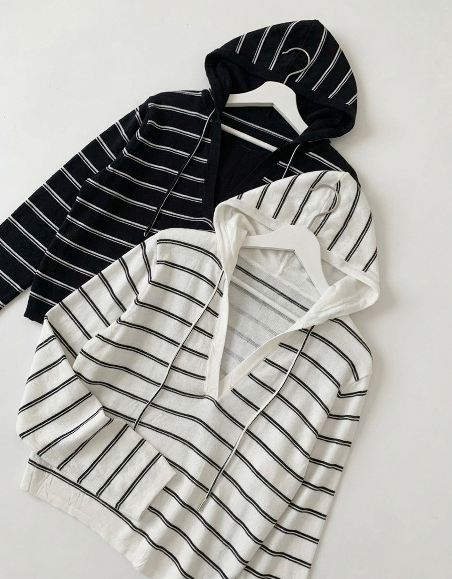 Sweater Hilo Tejido Capucha Rayado Importado - Imagen 1