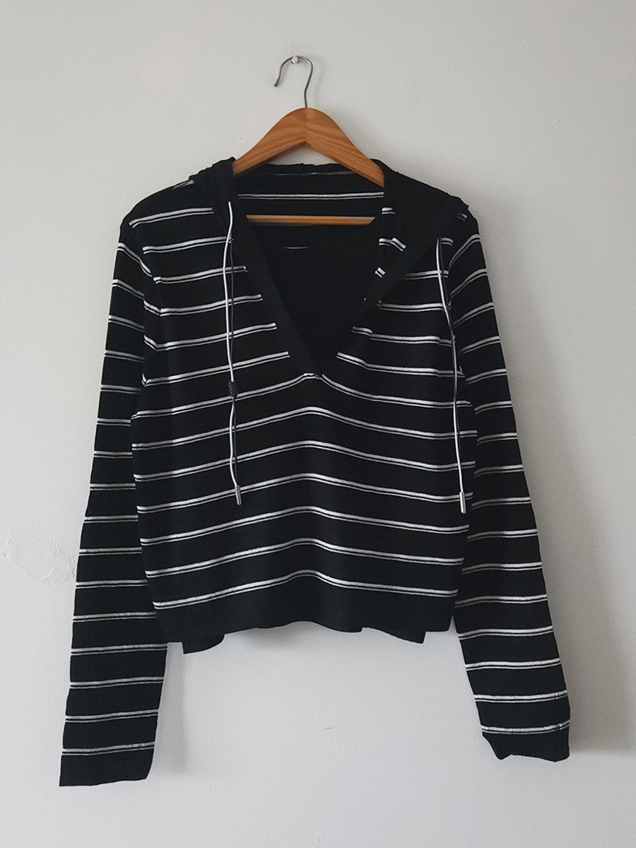Sweater Hilo Tejido Capucha Rayado Importado - Imagen 3