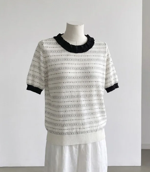 Remera Tejida Cuello Frunce Importada