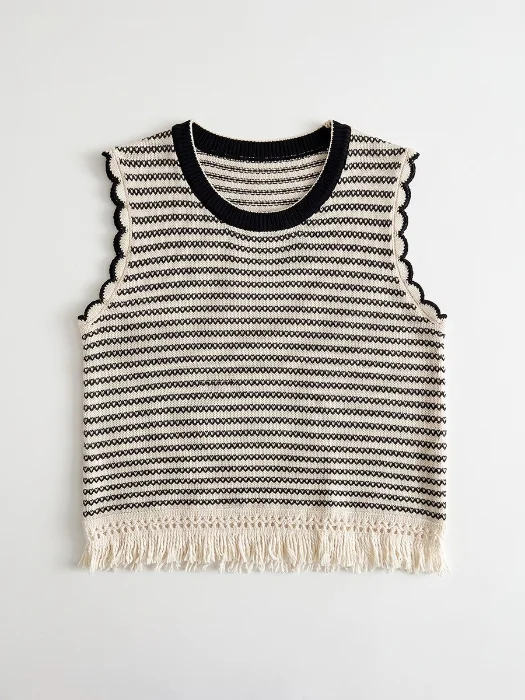 Musculosa de Hilo Tejida Flecos Importada