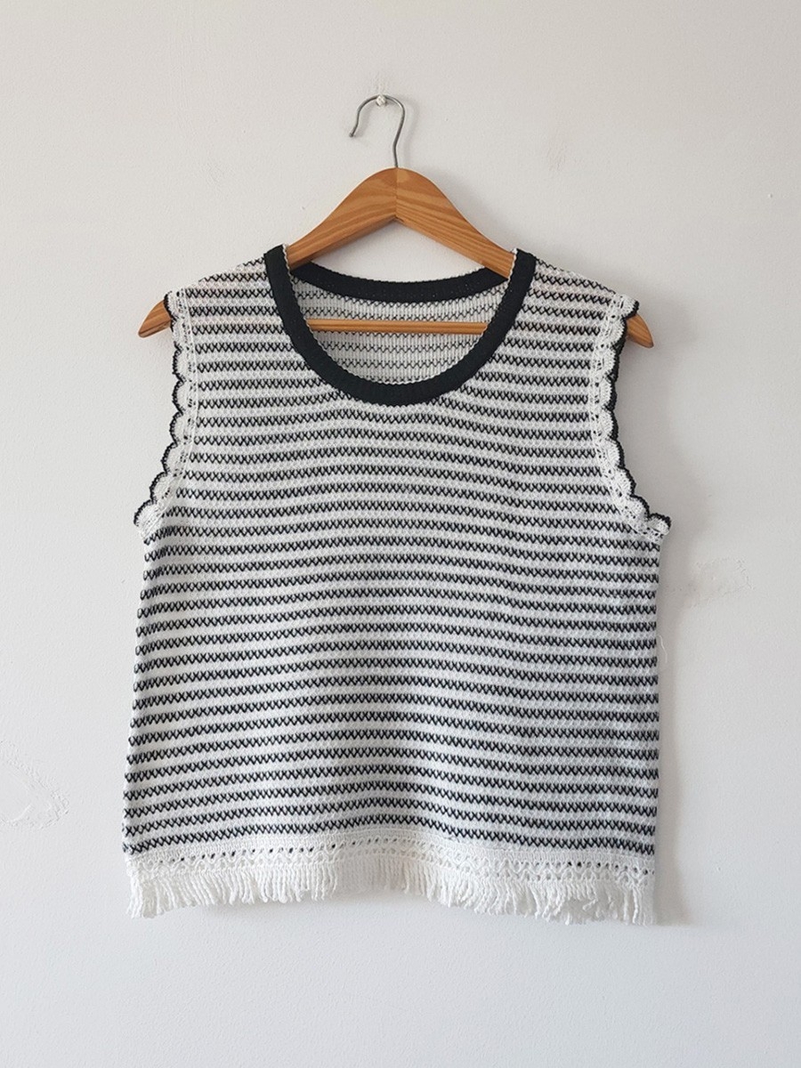 Musculosa de Hilo Tejida Flecos Importada - Imagen 2