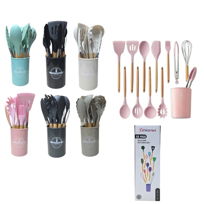 Set X12 Utensilios Cocina Mano Madera Kingstar (ks-432)