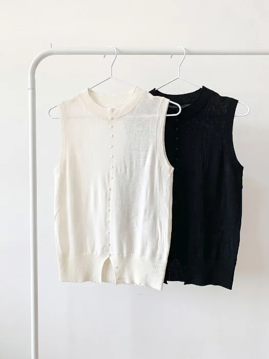 Musculosa con Botones Tejida Hilo Importada