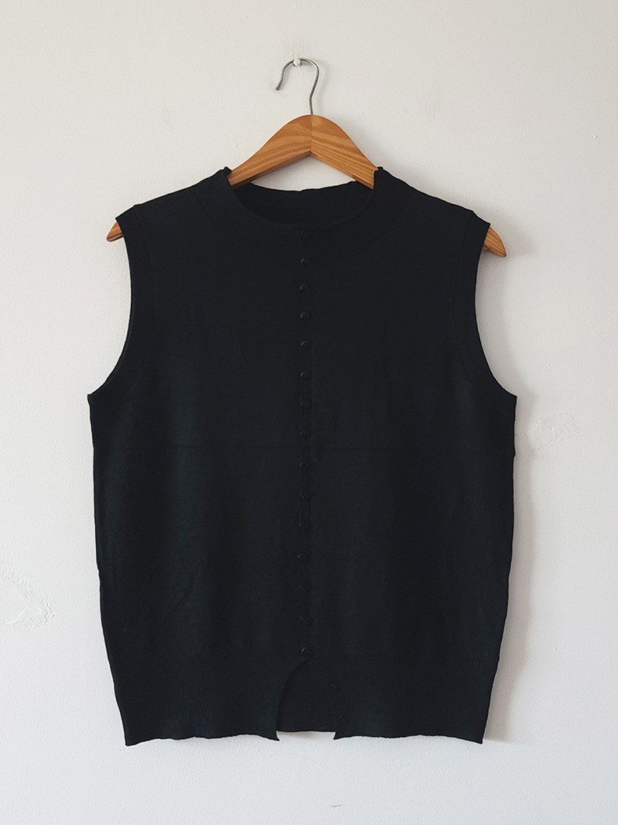 Musculosa con Botones Tejida Hilo Importada - Imagen 3
