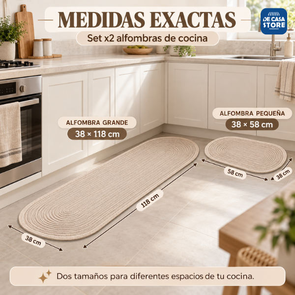 Alfombras de Cocina Ovalado Beige Extra Antideslizantes | Moderno y Sofisticado. - 4.png