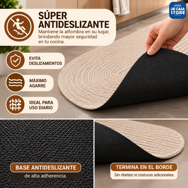 Alfombras de Cocina Ovalado Beige Extra Antideslizantes | Moderno y Sofisticado. - 5.png