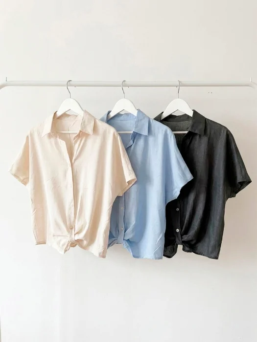 Camisa Manda Corta Tipo Nudo Importada