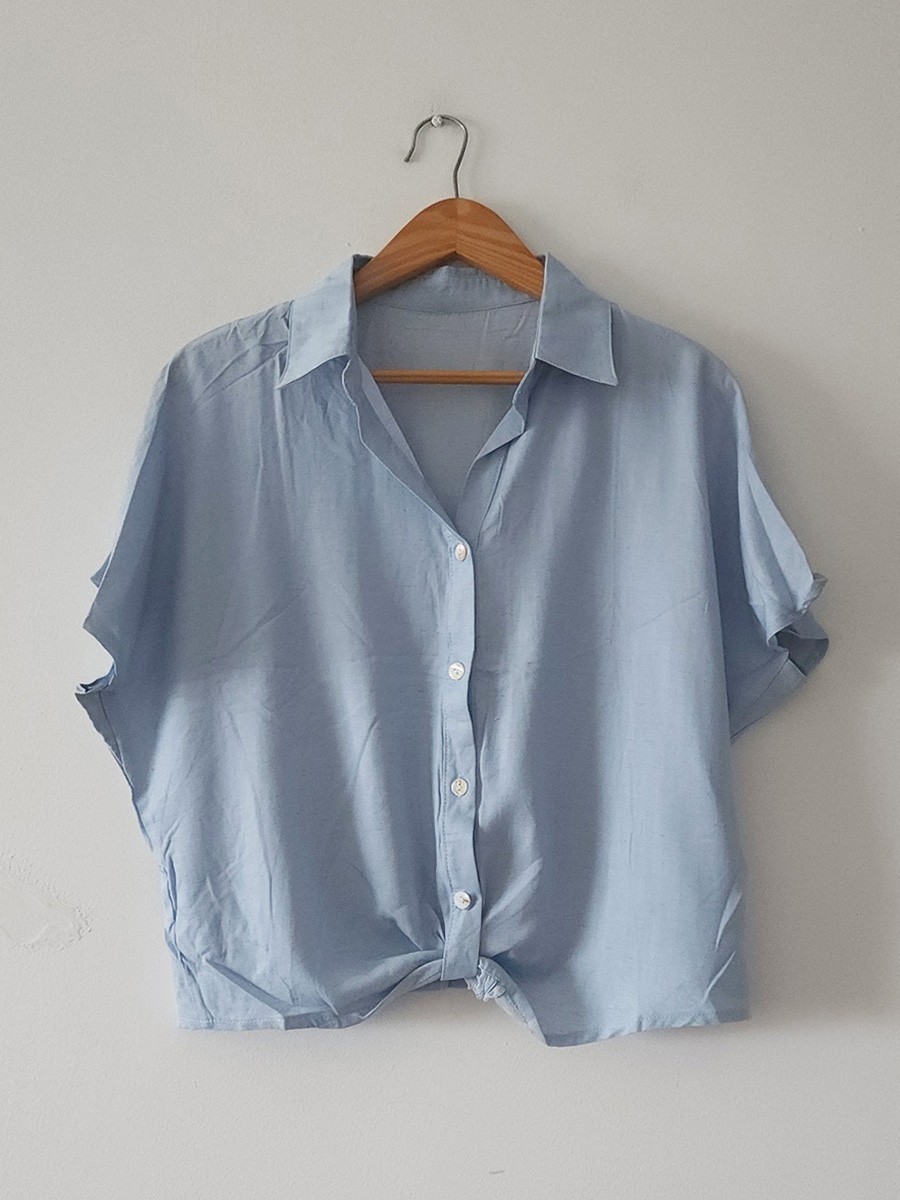 Camisa Manda Corta Tipo Nudo Importada - Imagen 2