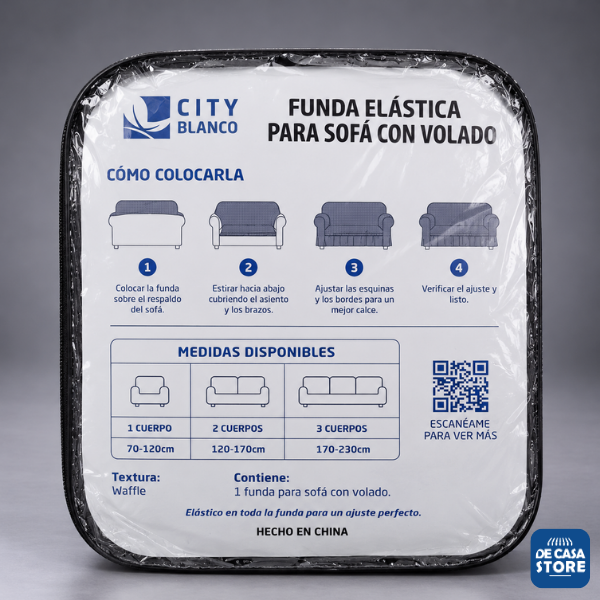 Funda para Sofá 3 Gris Claro Cuerpos Premium con Volados | Elástica y Protectora - 3.png