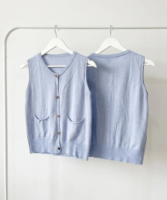 Chaleco con Botones y Bolsillos Tejido Lycra