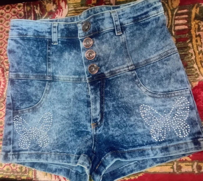 Short de Jeans Eladtizado, con Faja