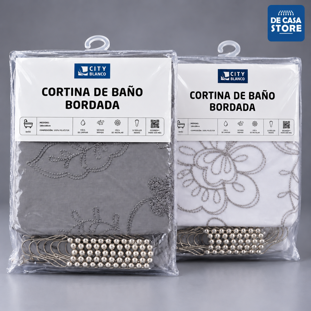 Cortina de Baño Gris  Bordada Floral 180x180 Cm + 12 Ganchos - 444.png