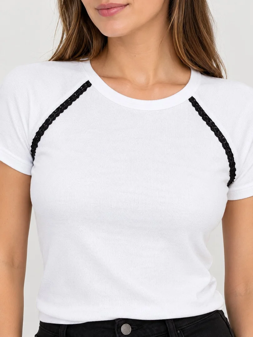 Remera Manga Ranglan con Puntilla - Imagen 1