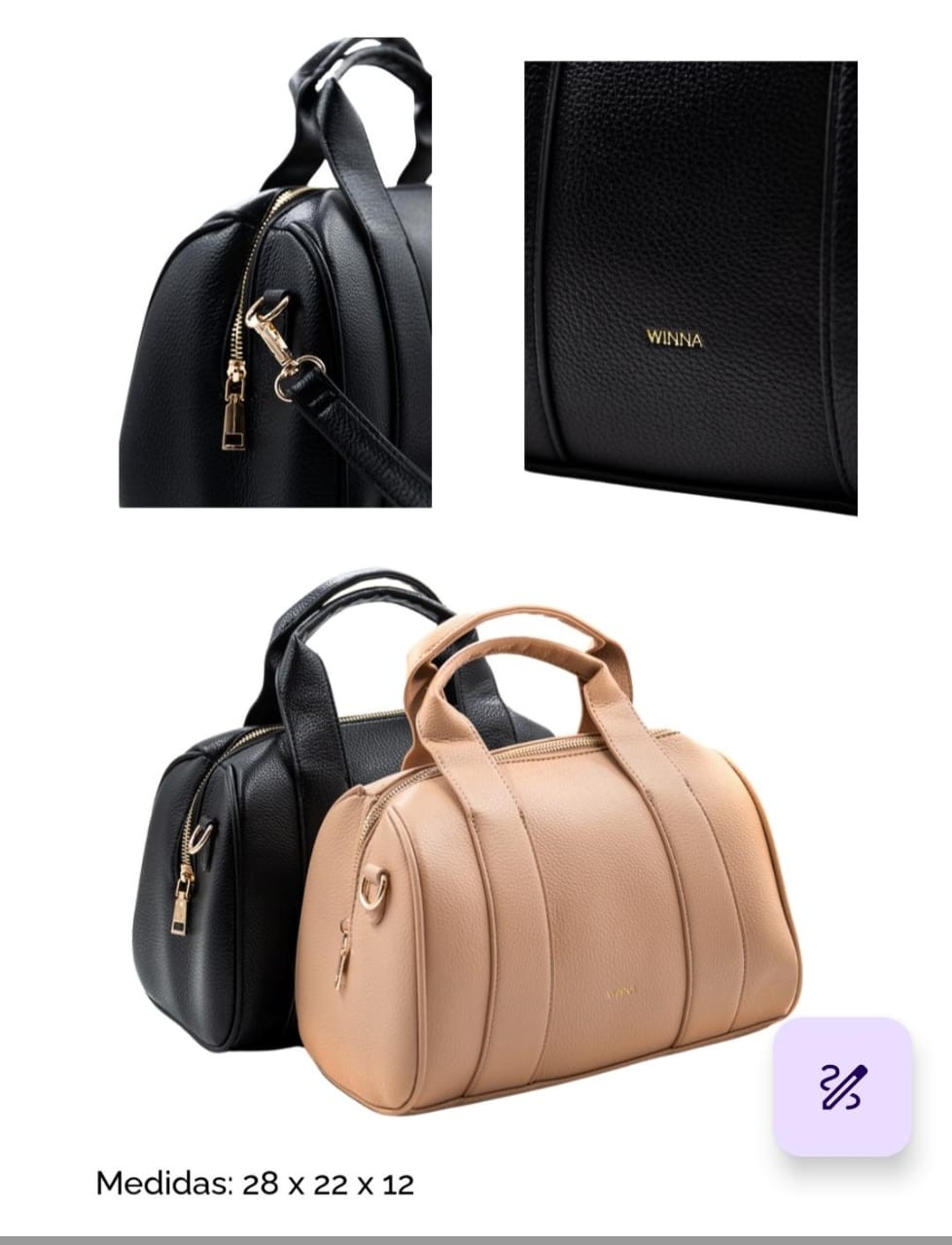Cartera *baúl* Cuero Pu Trae la Tira Larga.
*excelente Calidad* - Imagen 3