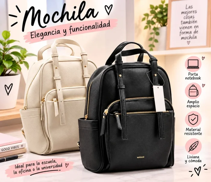 Mochila Cuero Pu*  ** 
excelente Calidad.