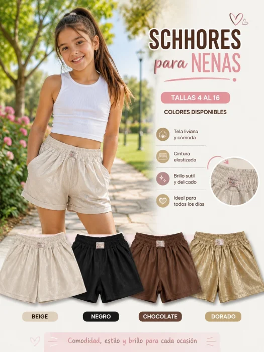 Short para Nenas del Tallas 4al 16